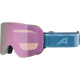 ALPINA PENKEN Q-LITE Mirrored, Contrast Enhancing & Polarised OTG Ski Goggles with 100% UV Protection for Adults, Smoke-Blue, Matt, One Size