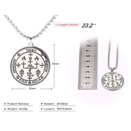 VASSAGO Gothic Sigil of Archangel Uriel Chain Necklace Engraving Talisman Amulet Angel Wide Choker Vintage Jewelry for Men
