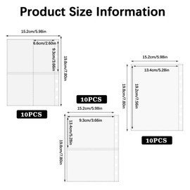 Pack of 30 A5 Binder Pockets, Binder Pockets, A5 Binder Pockets, 6 Holes Zip Binder, A5 Transparent Loose Leaf Pockets, Folder Pockets, PVC Binder Bags, Trading Card Sleeves