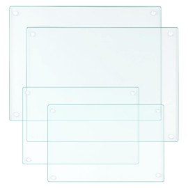 LANGBOHOS Tempered Glass Cutting Boards for Kitchen,Clear Cutting Board for Countertop,Non-slip Chopping Board,Table protection, Heat Resistant, Shatter Resistant (Clear, Set of 4)