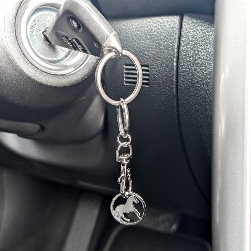 com-four® Metal Keyring with Carabiner and Shopping Trolley Token with