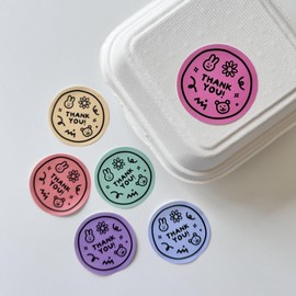 1.5inch Thank You Stickers Colorful 60PCS Small Business Labels Envelopes Baking,Handpaint Cute Thank Your for Order Sealing Stickers Decoration for Business