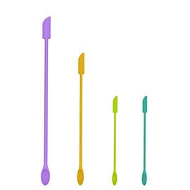 4 Pcs Silicone Spatula Set Mini Jar Scraper Small Silicone Spatula Makeup Spatula Mini Spatula Lotion Stirrer Get Last Drop from Food Bottles Beauty Products (Candy Colors)