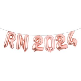 RN 2024 Balloons Banner Multicolor 16" Foil Letter Nurse Balloons Graduation Decorations 2023 Congratulations Nurse Balloons for Nursing Graduation Party Supplies (RN