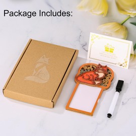 DRMFLE Wooden Refrigerator Sticker with Pen and Blackboard, Flexible Chalkboard as to Do List Memo Message Notice, Orange Fox Themed Fridge Magnets for Party Supplies Home Decoration, New Home Gifts