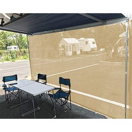 Tentproinc Tentproinc RV Awning Sun Shade Screen 7' X 15' 3' (Fit for 16' Awning) Mesh Sunshade Blcok RV Awning Front Glare Motorhome Camping Trailer Awning Sunscreen Shadescreen - 3 Year Warranty (Beige)