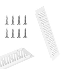 Ventilation Grille Aluminium Ventilation Grille Rectangular for Shoe Cabinet, Bathroom, Kitchen, Living Room, White, 80 mm x 300 mm, Pack of 2