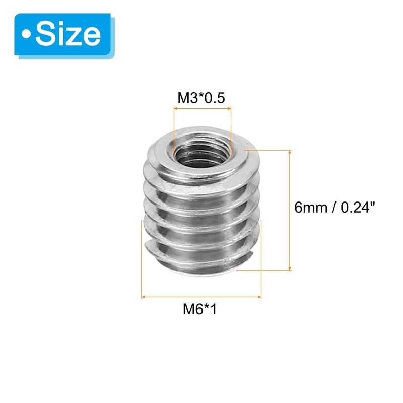 PATIKIL 10pcs M6*1 Male M3*0.5 Female Thread Adapter Sleeve Reducer