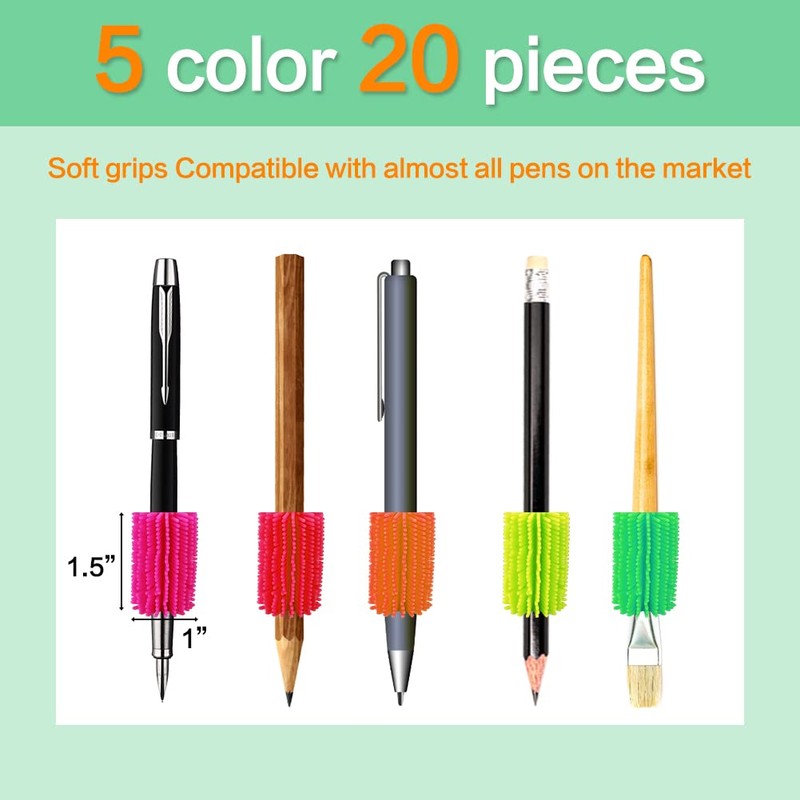 20Pcs Reusable Squishy Pencil Holders, Perfect Pencil Grips for Kids