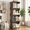 HSH Rotating Bookshelf Tower, 360°Revolving Bookcase with Wheels, Walnut