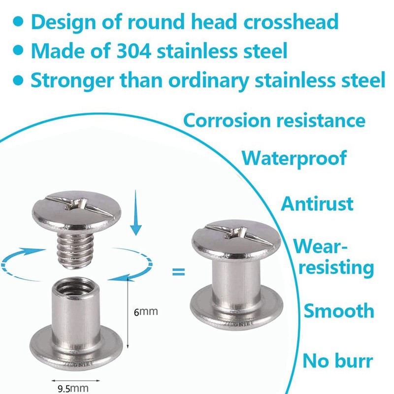100 Pieces Binding Screws, Stainless Steel Chicago Screws Set, Screw