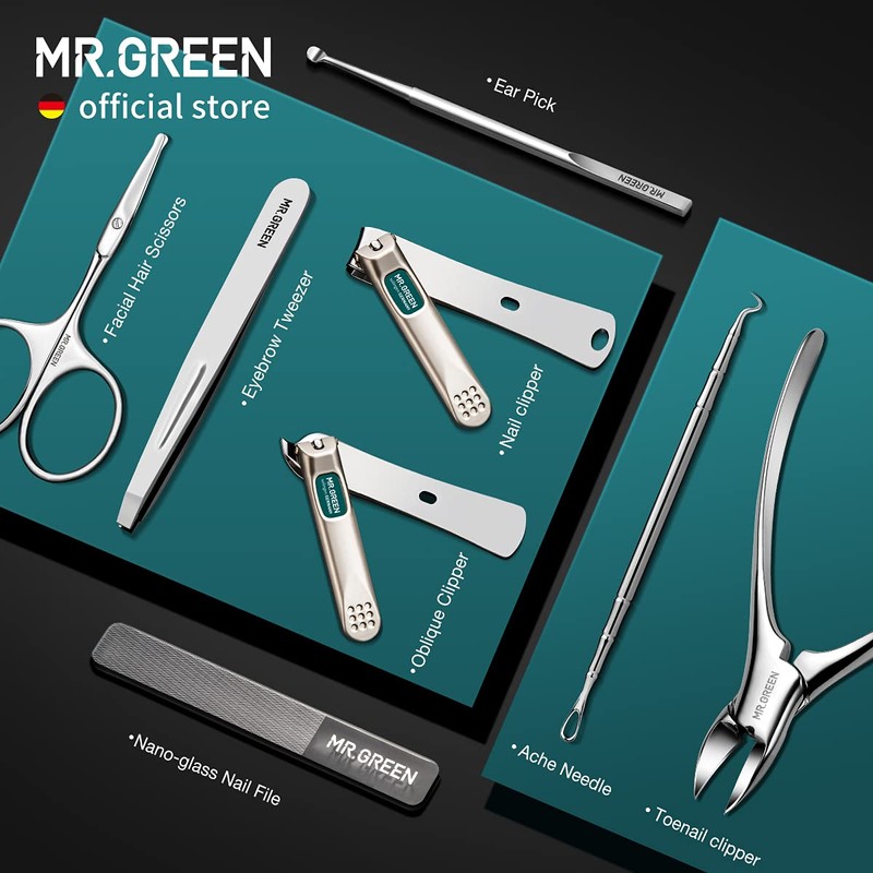 MR.GREEN Juego de manicura para pedicura, de acero inoxidable, herramientas