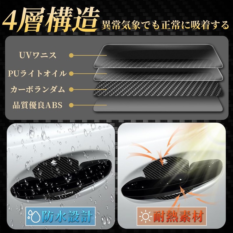 TANAMACHI Car Door Handle Protector Magnetic Anti-Scratch Carbon Door Knob