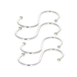 MroMax 4Pcs Heavy Duty S Hooks 125x55mm Nickel Plating Pan Flat Holder Rack Hooks Hanging Hangers S Shaped Hooks for Kitchenware Pots Utensils Clothes Bags Hat Towels Plants Silver Tone