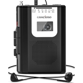 Portable Cassette Recorder Player: Cassette Tape Player with AM FM Radio Compact Vintage Tape Player Big Speaker & Earphone Jack,Microphone Jack Microcassette Player for Home,Park