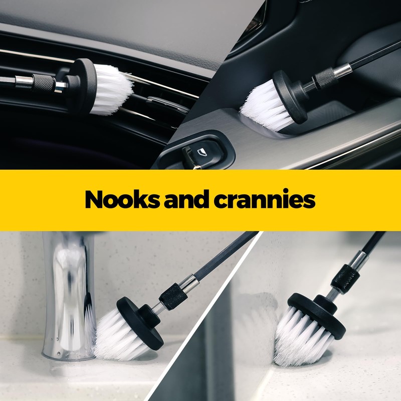 Holikme 5Pack Drill Brush Attachment Set-Car Interior Detailing Kit，Power Scrubber