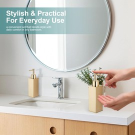 BGL Soap Dispenser, 2 Pack 304 Stainless Steel Standing Liquid Dispenser Square Pump Bottles for Bathroom and Kitchen Decoration, Gold