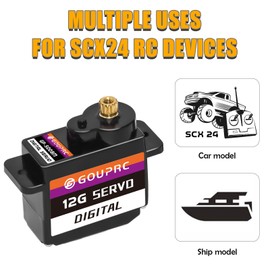 GOUPRC 12G RC Digital Micro Servo of Metal Steel Gear with Orange Servo Mount Bracket & Servo Horn for Axial SCX24 1/24 RC Car Upgrade
