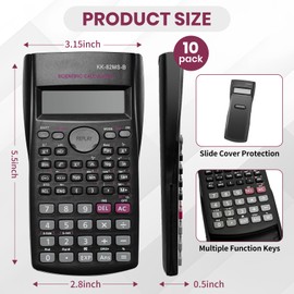 10 Pieces Scientific Calculator, 2 Line Engineering Calculator Function Calculator Math Calculator, Fraction Calculator, College Calculator for Student and Teacher