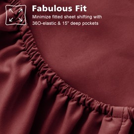 USXIBEI Twin Size 3 Piece Bed Sheet Set - Ultra Imitation Cotton-Premium Breathable & Cooling Sheets - Hotel Luxury Bed Sheets Deep Pocket up to 15"- Wrinkle, Fade, Stain Resistant (Burgundy, Twin)