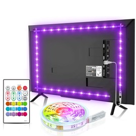 BASON LIGHTING TV Backlight, 8.2ft TV Light Strip for 32-58 inch TV/Monitor Backlight, SMD 5050 USB LED Light Strip with Remote, RGB 4096 DIY Colors TV LED for Gaming Lights, Ambient Lighting Kit.