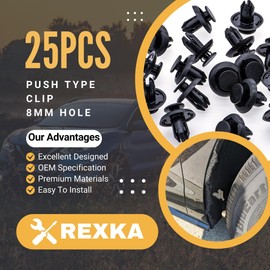 Rexka 25pcs Fender Liner Splash Shield Bumper Cover Clip Fastener Rivet for B45A-56-146A Mazda 3, 5, 6, CX-3, CX-5, CX-9 & MX-5 Miata Toyota Scion 90118-WB048
