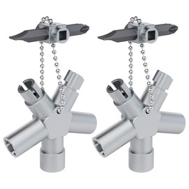 ABSINA Universal key with 7 profiles, pack of 2, triangular key, square key, control cabinet key, square triangular, universal key for standard cabinets and locking systems
