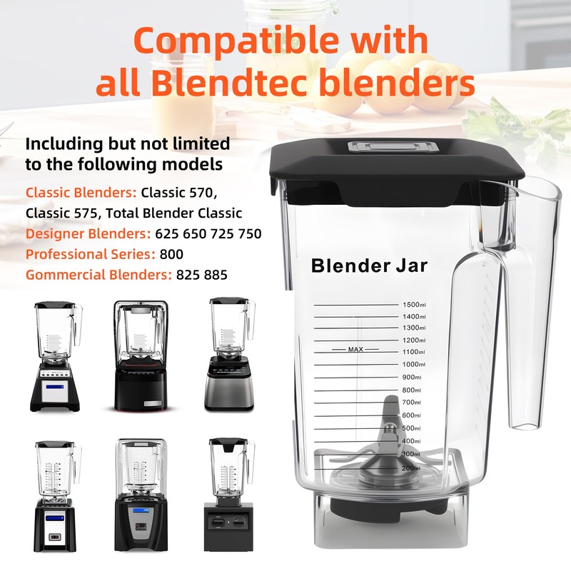 90 oz Replacement Jar Compatible with Blendtec Blender, Container Pitcher