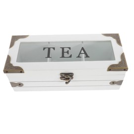 Ipetboom Wooden Tea Bag Organizer with Lid Multi Compartment Storage Box for Tea Bags Sugar Packets Wooden Sugar Holder for Bar