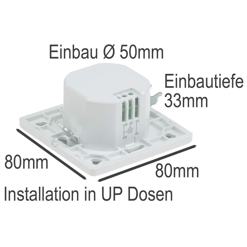 RF Motion Sensor 180° Flush-Mounted LED 5,8hz, Max. 1200W White