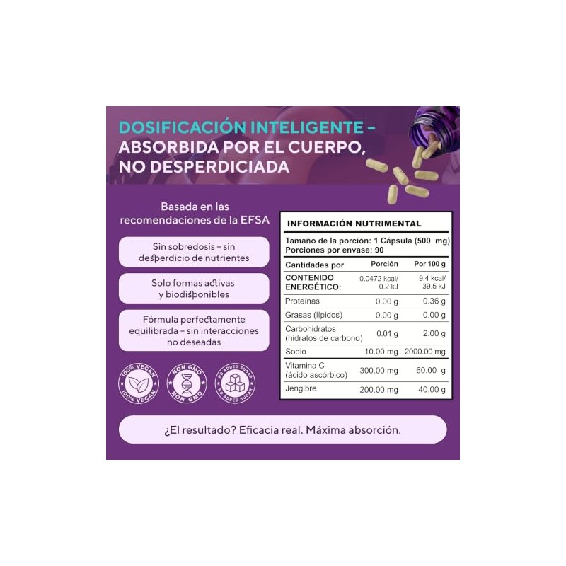 Vitamina C 300 mg con Jengibre 200 mg – 90