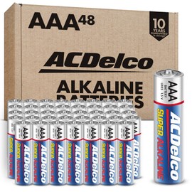 ACDelco 48-Count Triple AAA Batteries, Maximum Power Super Alkaline Battery for Home and Office, 10-Year Shelf Life, Reclosable Packaging