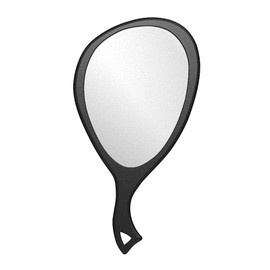 Large Handheld Mirror with Handle - 10.5" W x 19.5" L Extra Large Size to See The Entire Back of Your Head, Clear Without Distortion, Ergonomic Handle with Hanging Hole for Hanging, Oval, Black