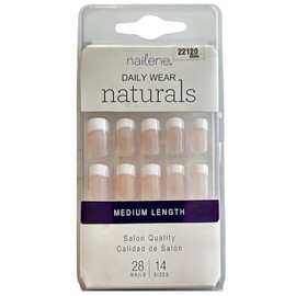 Nailene Daily Wear Naturals Nails Medium Sheer Pink French (24 nails)