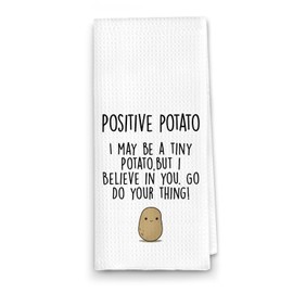ETYZE Funny Kitchen Towels Dish Towels, Cute Potato Positive Kitchen Hand Towels, Chef Gift Dish Towels for Kitchen Dining Room, Housewarming Gift Waffle Towels, 24x16 Inch