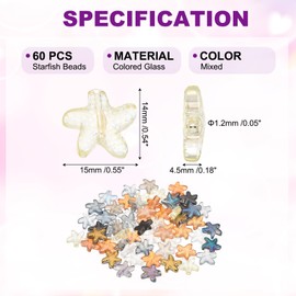 PATIKIL 60 Pcs Starfish Beads, Ocean Starfish Sea Animal Bead Bracelet Necklace Earring Making Supplies Loose Bead for DIY Craft Jewelry, Mixed