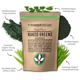 Forest Super Foods Naked Greens Premium Greens Blend in capsules | No sugar or flavours | Whole Foods Only | 300x Capsules + Certified Organic