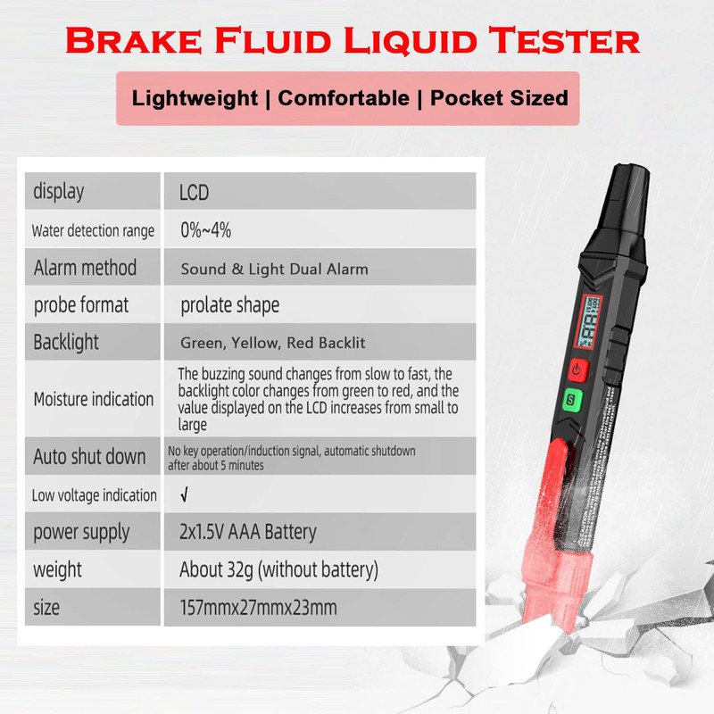 Brake Fluid Tester Pen, Automotive Brake Fluid Moisture Tester, Vehicle