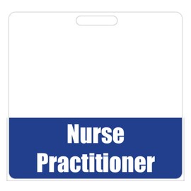 Nurse Practitioner Badge Buddy (Blue) - Horizontal Heavy Duty Badge Tags for NP's - Double Sided Badge Identification Card