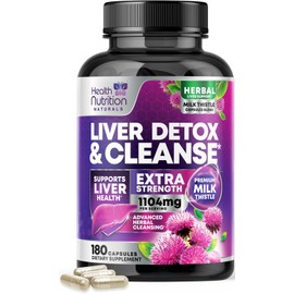 Gentle Liver Cleanse Detox & Repair Formula - Herbal Liver Support Supplement: Milk Thistle with Silymarin, Artichoke Extract, Dandelion, Beet, Chicory Root, & Turmeric for Liver Health - 180 Capsules