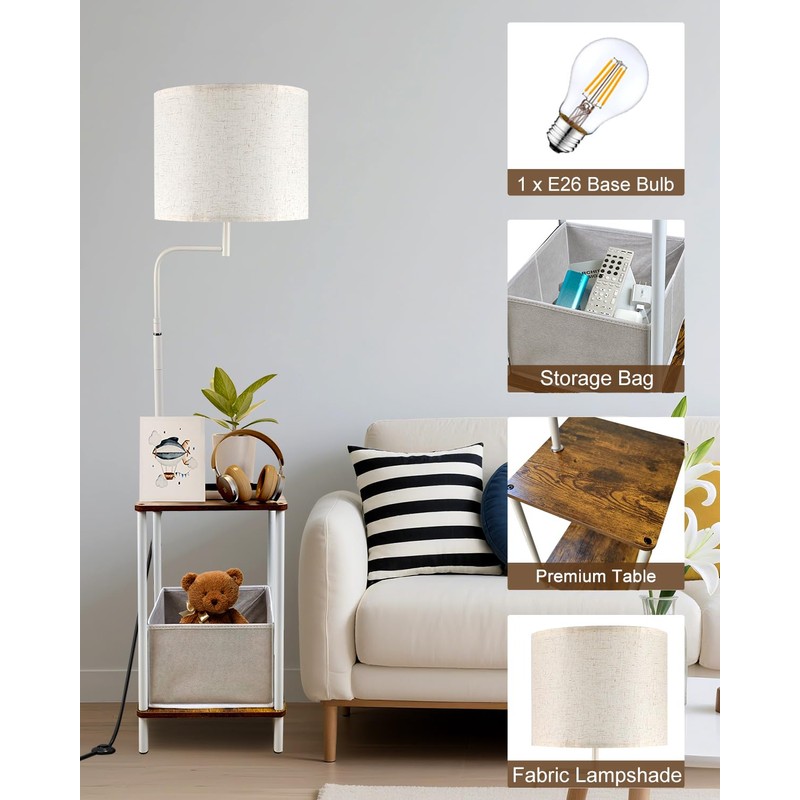Lightdot 56" Floor Lamp with Table & Storage Bag, Dimmable