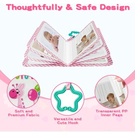 Baby’s First Family Album – Soft Cloth Photo Book Gift Set with Baby-Safe Mirror, 5.5x7 Inch, Holds 17 Photos