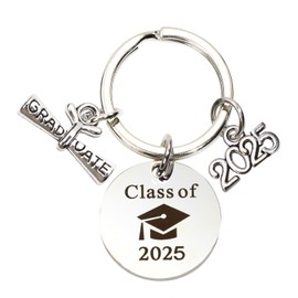 PENTA ANGEL Class of 2025 Keychain Graduation Gifts Stainless Steel Key Ring 2025 Year Charm Signet Pendant for Her/Him