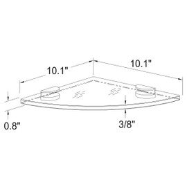 Ginger 0218CT-10-10/PC Sine Tempered Glass Corner Shelf, Polished Chrome
