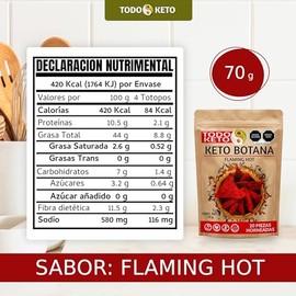 Totopos Keto Botana de Almendra 20 Piezas Horneados (Flamin Hot) 70 gramos