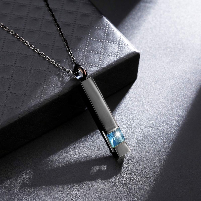 RIMZVIUX Vertical Bar Zircon Cremation Jewelry for Ashes Men Women