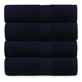 BY LORA Terry Towels, Bath Towels s, Navy Blue, Set of 4
