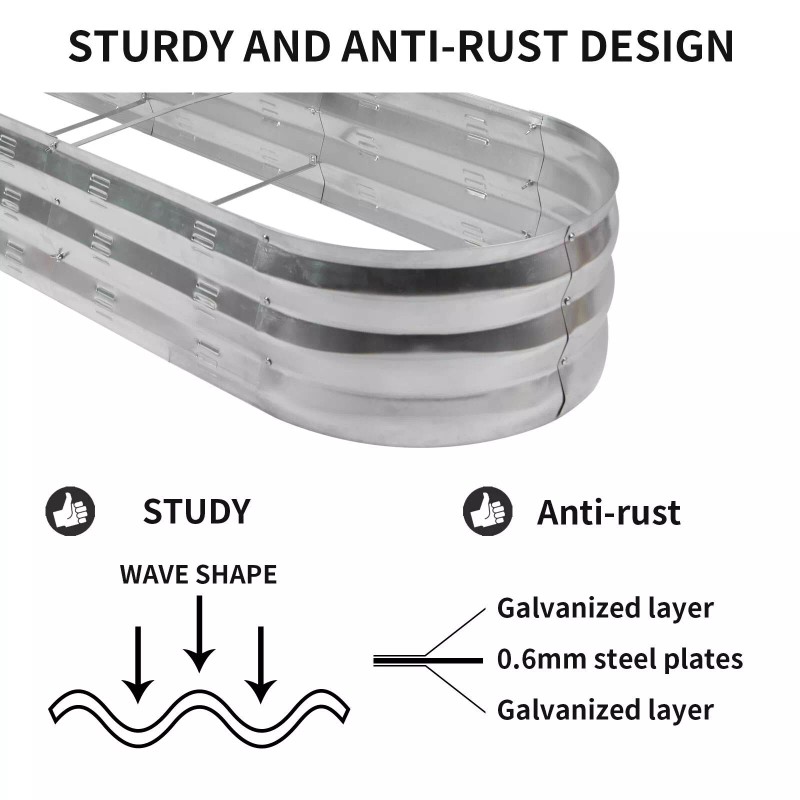 GADI Raised Garden Bed Kit for Vegetables Flower Galvanized Metal