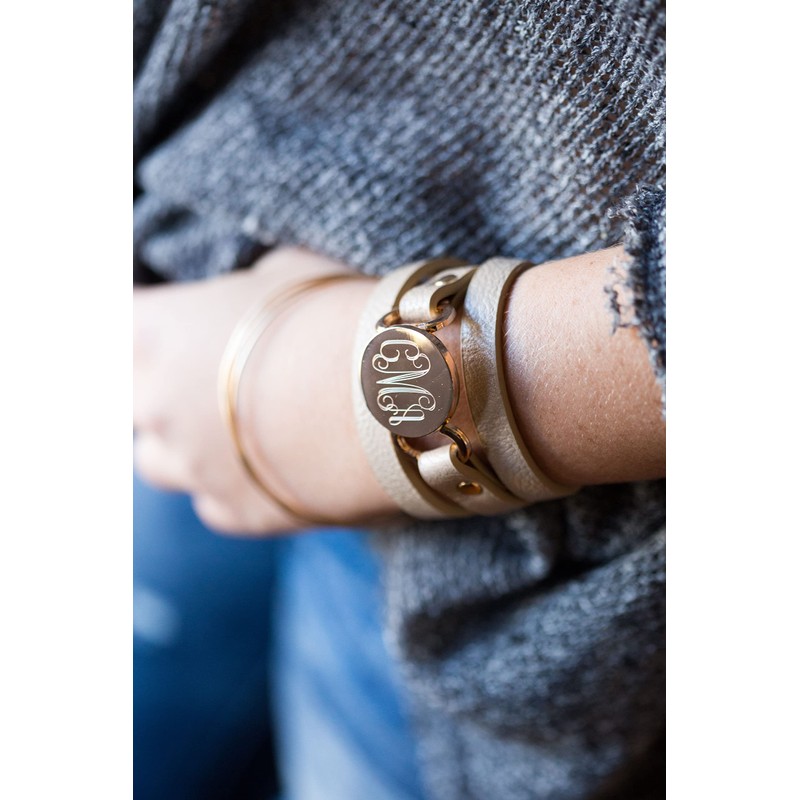 Monogram Leather Wrap Bracelet