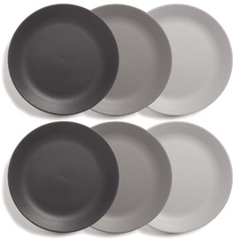 US Acrylic Everest Ultra-Durable Plastic 10 inch Dinner Plates in Grey Stone | Set of 6 Reusable, BPA-Free, Made in the USA, Dishwasher Safe Dinnerware